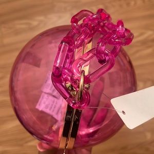 Pink/ Clear acrylic ball purse with Pink chain Wristlet and gold accents